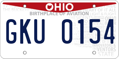 OH license plate GKU0154