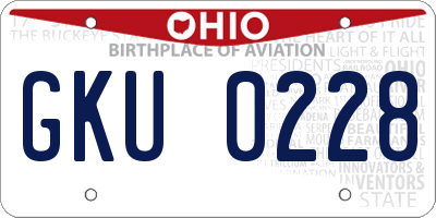 OH license plate GKU0228