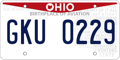 OH license plate GKU0229