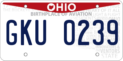 OH license plate GKU0239