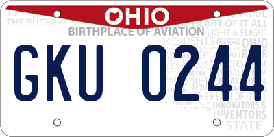 OH license plate GKU0244