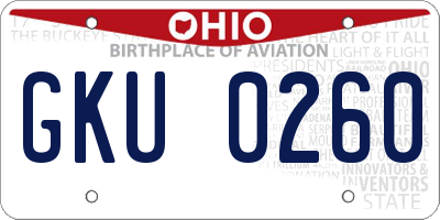 OH license plate GKU0260