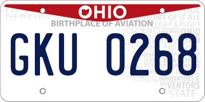 OH license plate GKU0268