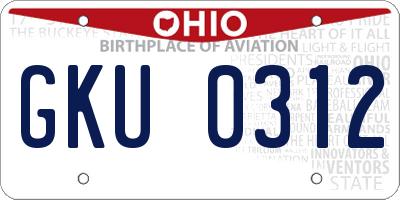 OH license plate GKU0312