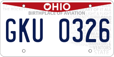 OH license plate GKU0326