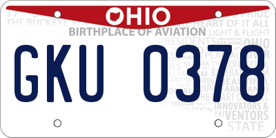 OH license plate GKU0378