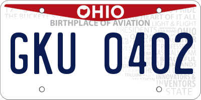 OH license plate GKU0402