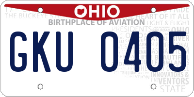 OH license plate GKU0405