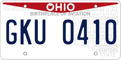 OH license plate GKU0410