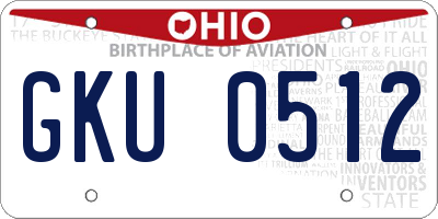 OH license plate GKU0512