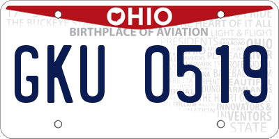 OH license plate GKU0519