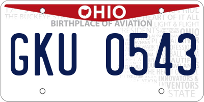 OH license plate GKU0543