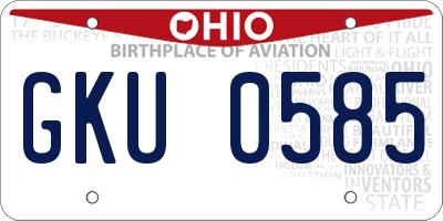 OH license plate GKU0585