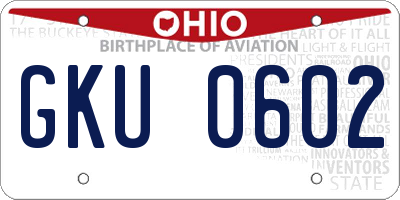 OH license plate GKU0602