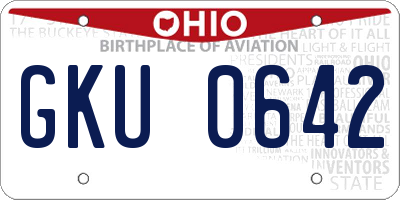 OH license plate GKU0642