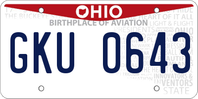 OH license plate GKU0643