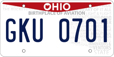 OH license plate GKU0701