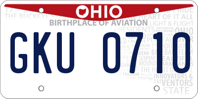 OH license plate GKU0710