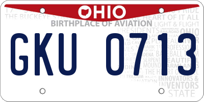 OH license plate GKU0713