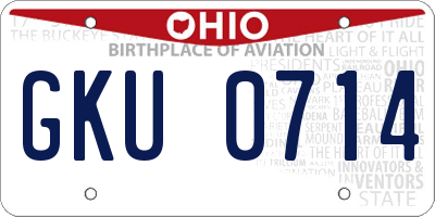 OH license plate GKU0714