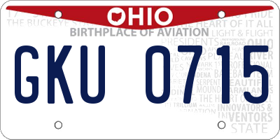 OH license plate GKU0715