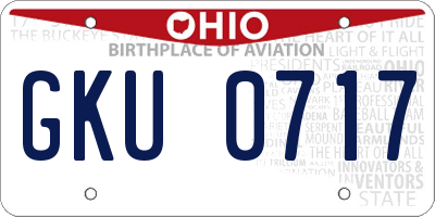 OH license plate GKU0717