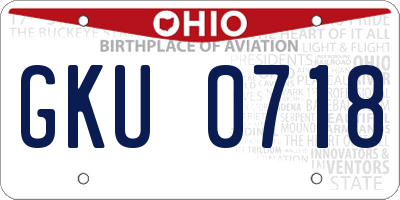 OH license plate GKU0718