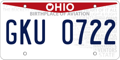 OH license plate GKU0722
