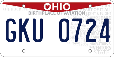 OH license plate GKU0724