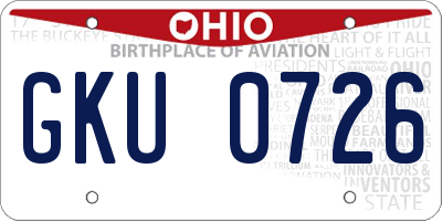 OH license plate GKU0726