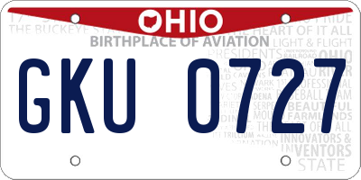 OH license plate GKU0727