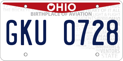 OH license plate GKU0728