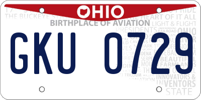 OH license plate GKU0729