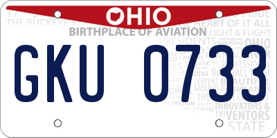 OH license plate GKU0733