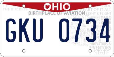 OH license plate GKU0734