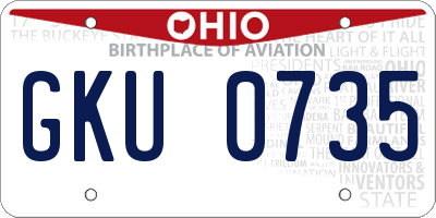 OH license plate GKU0735
