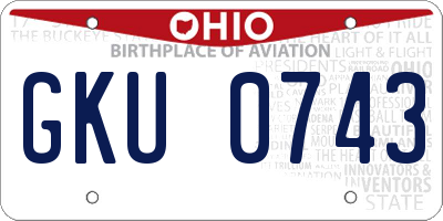 OH license plate GKU0743