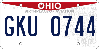 OH license plate GKU0744