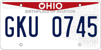 OH license plate GKU0745