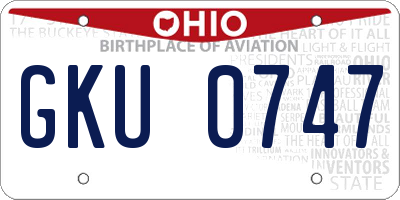 OH license plate GKU0747