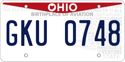 OH license plate GKU0748