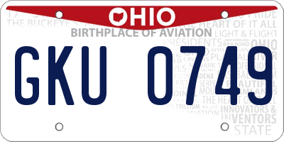 OH license plate GKU0749