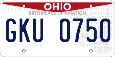 OH license plate GKU0750
