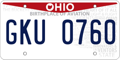 OH license plate GKU0760