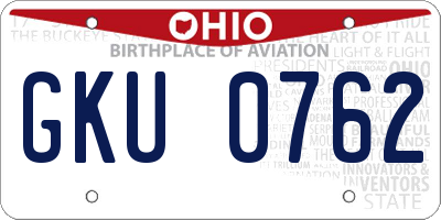 OH license plate GKU0762