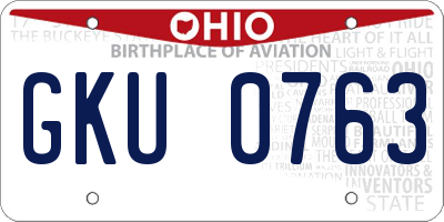 OH license plate GKU0763