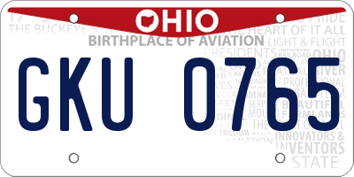 OH license plate GKU0765