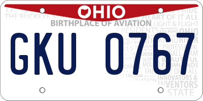 OH license plate GKU0767