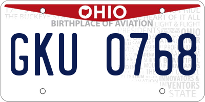 OH license plate GKU0768