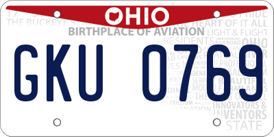 OH license plate GKU0769